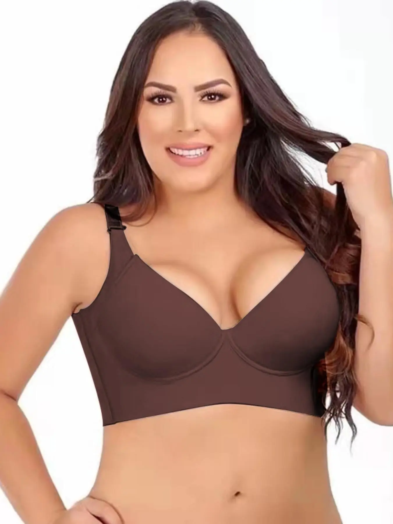 【Plus Size】 Solid Color Seamless Backless Bra, Casual Comfortable Breathable Push Up Bra for Daily Wear, Women's Lingerie for All Seasons
