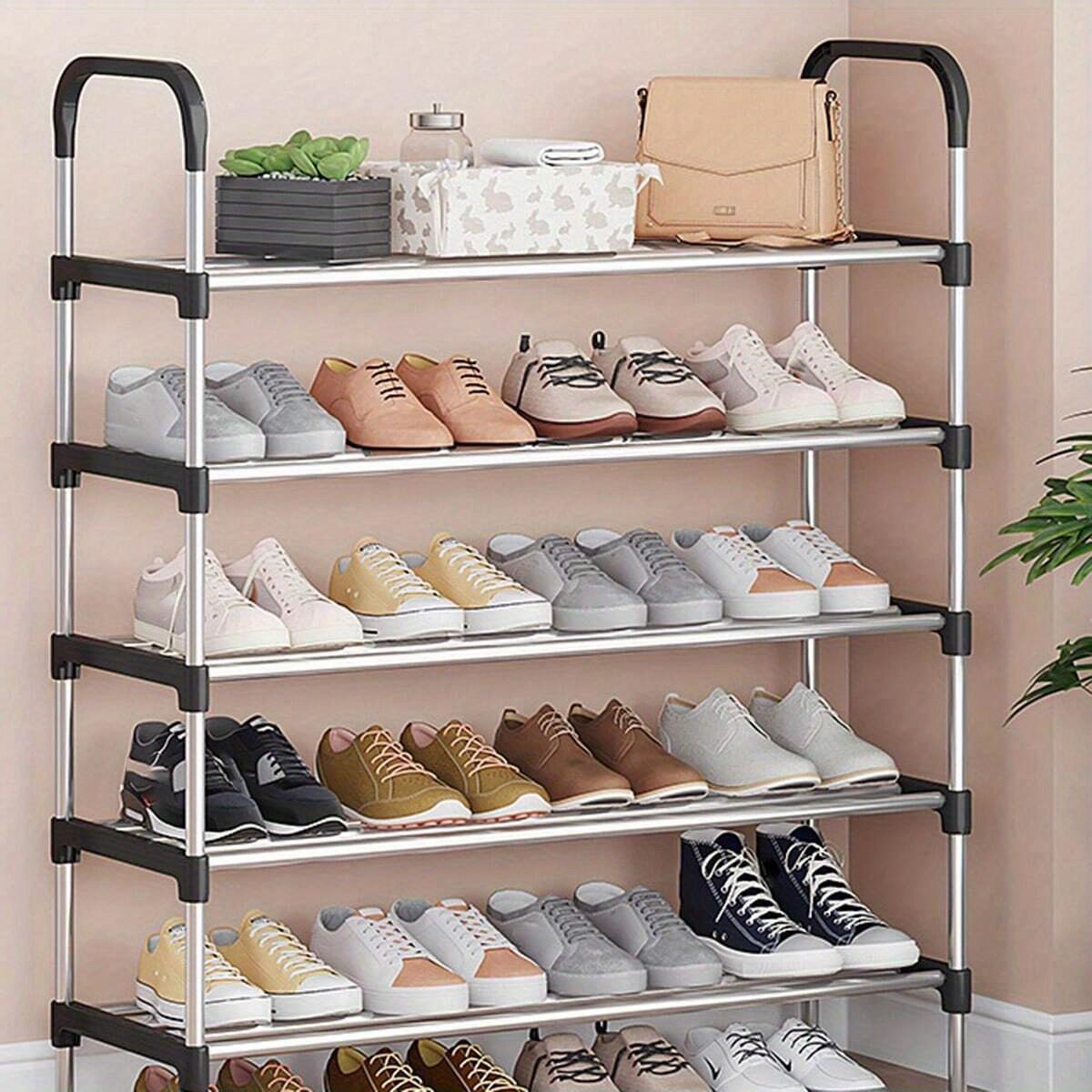Stackable Shoe Rack Organizer, Shoe Storage Organizers, 4-7 Layer Space-Saving Design, Easy Access Without Dust Cover, Ideal for Home Use, No Assembly Required