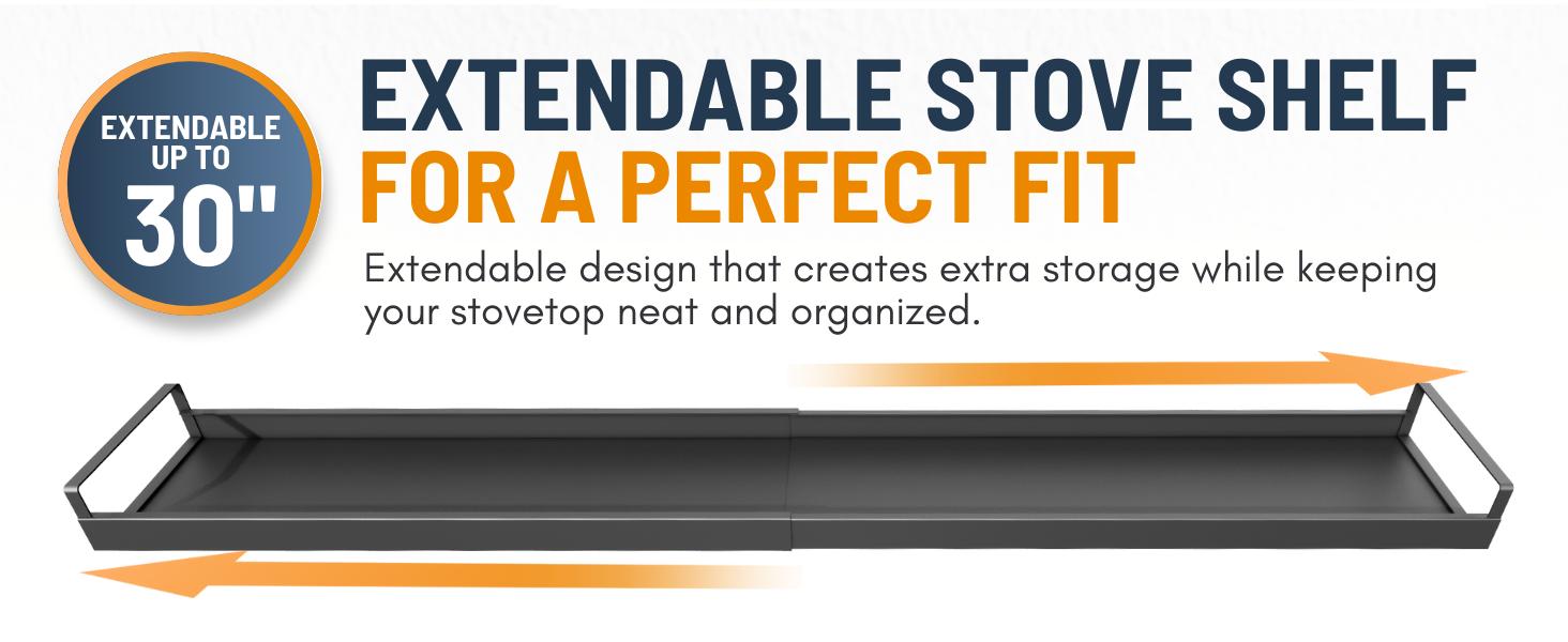 Extendable Steel Over the Stove Shelf for Back of Stove (16 to 30 Inches) Magnetic Stove Top Shelf for Kitchen Stove, Over Stove Shelf for Back of Stove - Over the Stove Spice Rack Shelf: Home & Kitchen