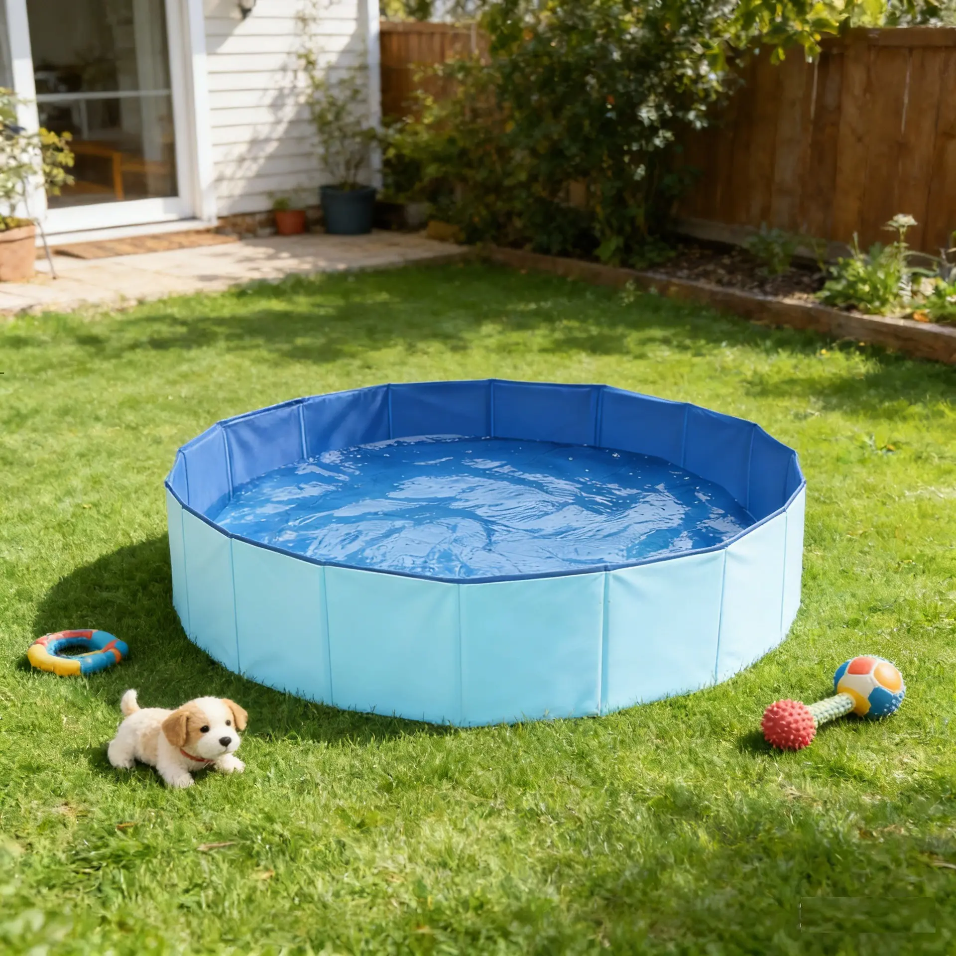 Collapsible Foldable Dog Pool, Hard PVC Pet Swimming Bath Tub, No Inflatable Water Pool for Dogs Cats, Summer Backyard Cooling Bath