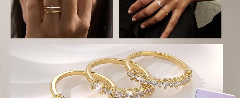 YADOCA 14K Plated Gold Stackable Rings for Women Non Tarnish - Dainty Cubic Zirconia Wedding Bands Ring Set Minimalist Trendy Statement Engagement Promise Thumb Rings Stacking Size 5-10