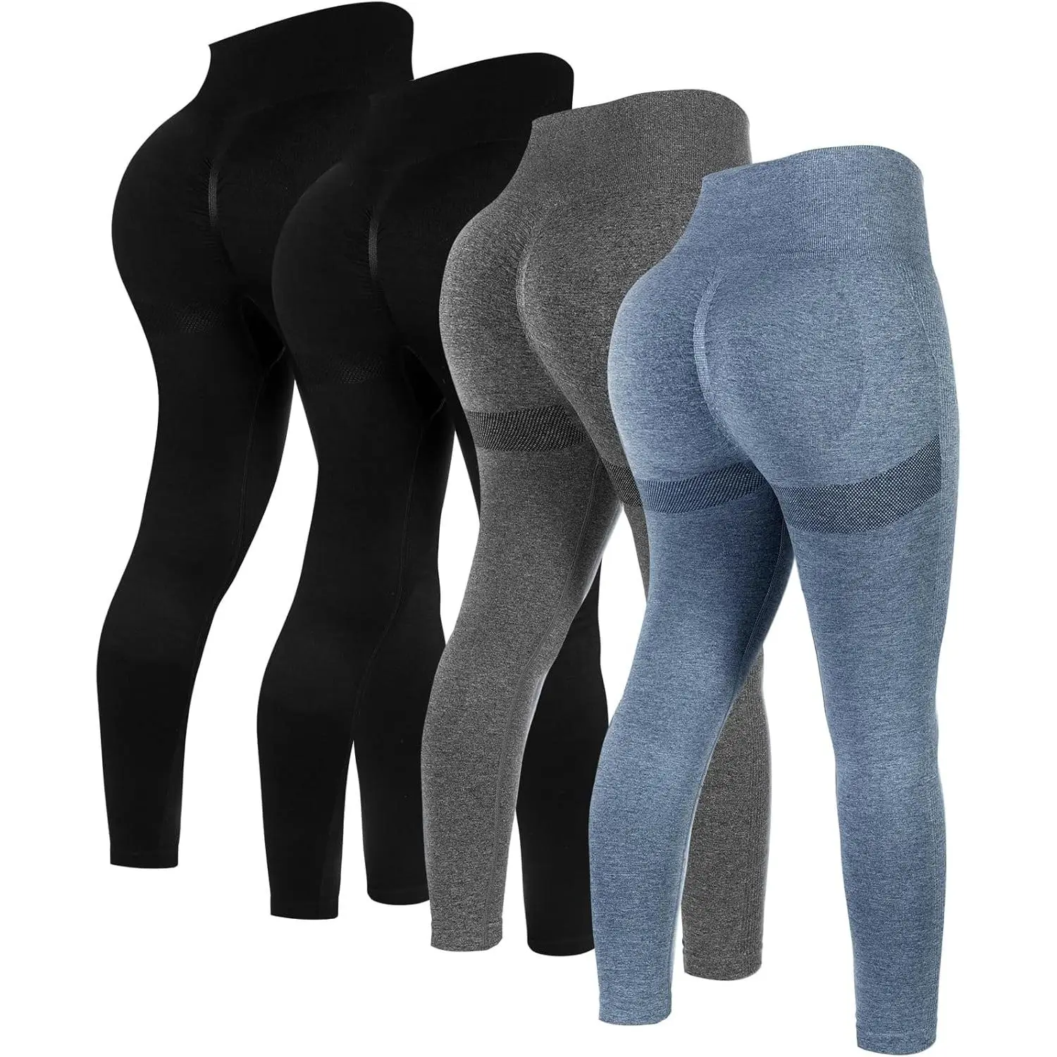 4 Pcs Womens Workout Leggings Tie Dye High Waisted Yoga Pants Seamless Scrunch Butt Lifting Compression Tights