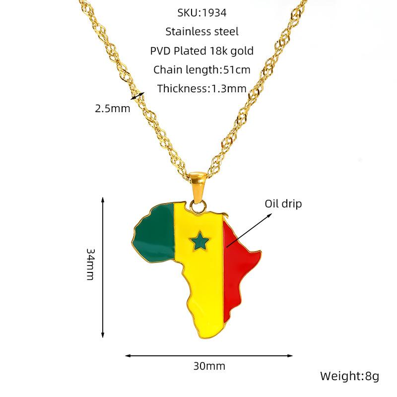 Various Countries Map Pendant Necklace Jewelry, Stainless Steel Necklace