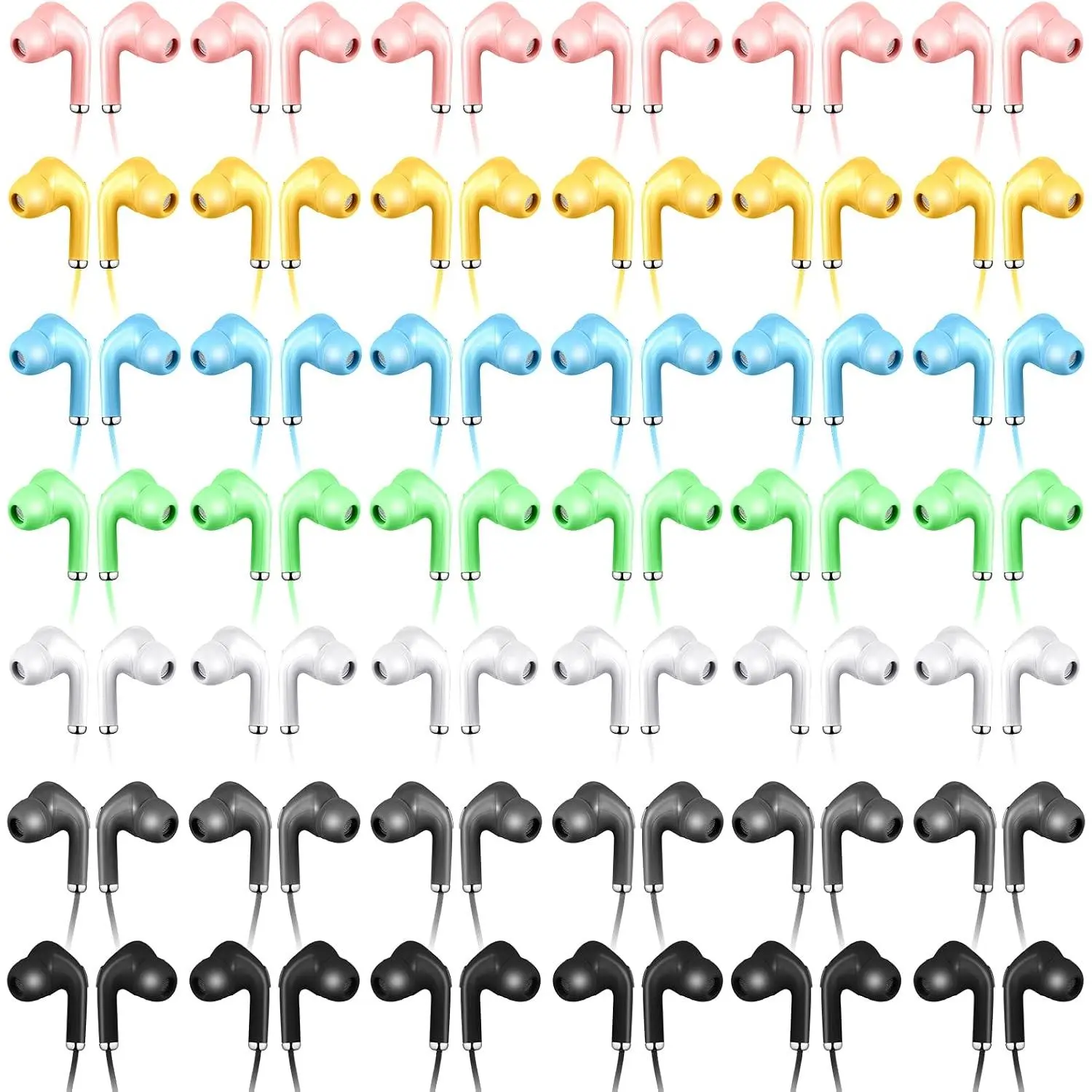 50 Pack Bulk Earbud Headphones with Mic  Colors Student in Ear Earbuds Classroom Wired Ear Buds with 3.5mm Headphone Plug for  Adults School Library Museum Travel Plane Tablet (Novel)