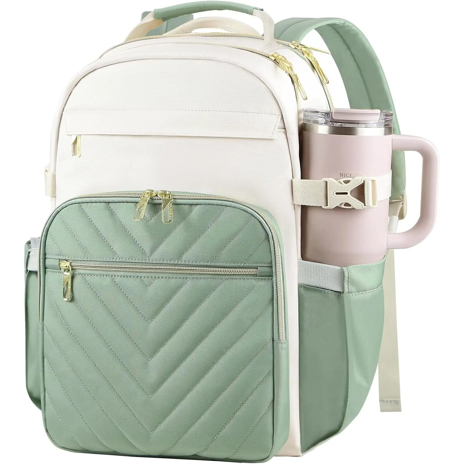 Women's Laptop Backpack with Large Cup Holder Pocket, 17.3inch School Backpack, Nurse Teacher Backpack, Waterproof Work Travel Backpack, Laptop Bag