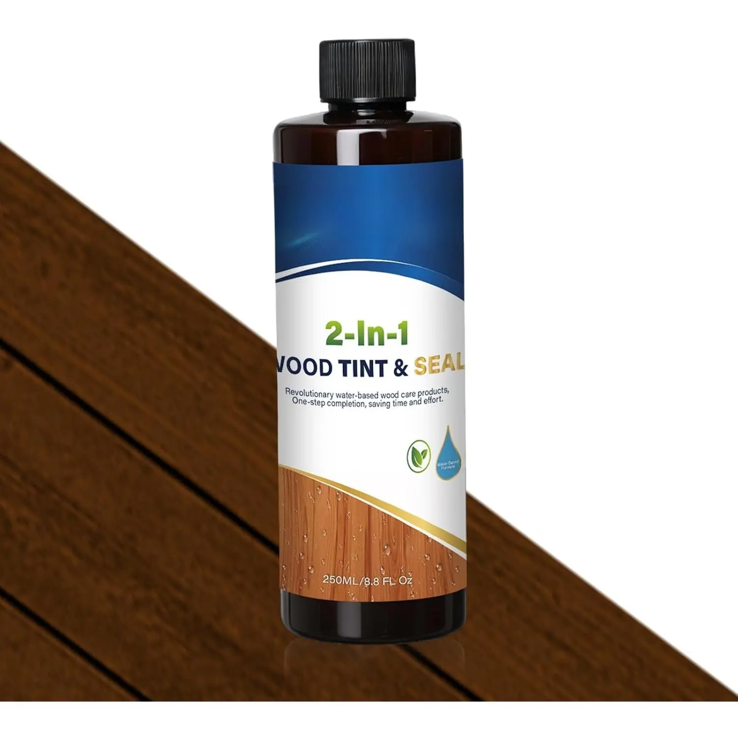 Stain & Sealer, (Dark Walnut, 9oz/250ml), Enhances  Grain, , Flexible, Crack Resistant, Weather Resistant,  Environmentally Friendly