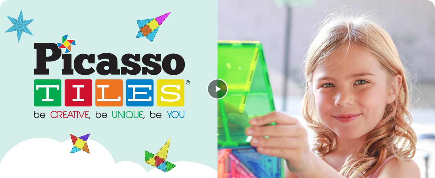 PicassoTiles 100 Piece Set 100pcs Magnet Building Tiles Clear Magnetic 3D Blocks Construction Playboards, Creativity Beyond Imagination, Inspirational, Recreational, Educational Conventional