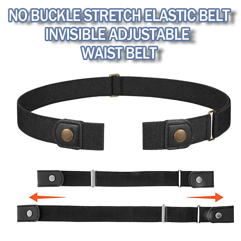 Simple Lazy Elastic Waist Belt Unisex Woven Invisible Seamless Jeans Belt Adjustable Length Fashion Daily Strap