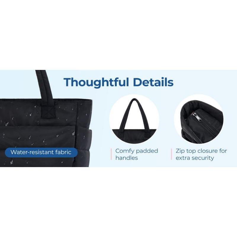 BIGWIG 20L Fluffy Tote Bag, Women's Quilted Laptop Shoulder Handbag, Lightweight Handbag with Multiple Compartments for Travel and Work Organization, Zipper Closure, large capacity zipper shoulder bag BIGWIG 20L Fluffy Tote Bag, Women's Quilted Laptop Shoulder Handbag, Lightweight Handbag with Multiple Compartments for Travel and Work Organization, Zipper Closure, large capacity zipper shoulder bag