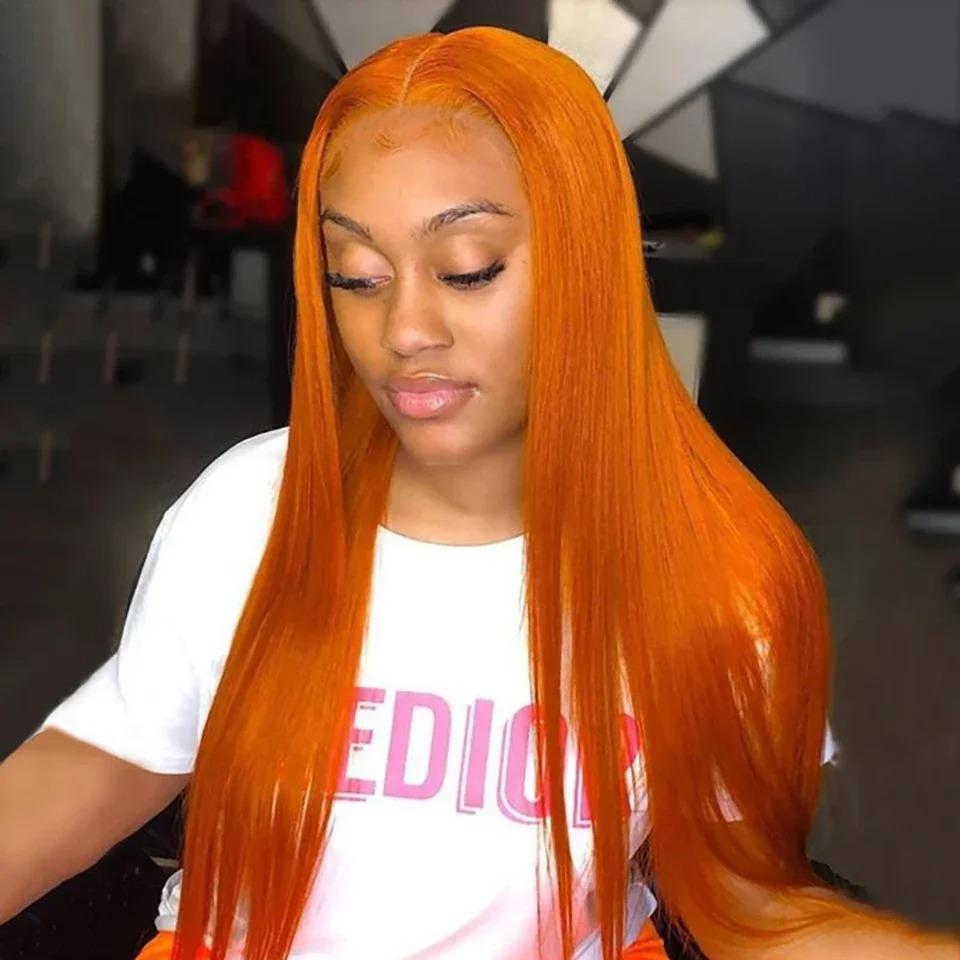 Bling Hair 30 32 Inch Orange Ginger Lace Frontal Wigs Human Hair Body Wave 13x6 13x4 HD Lace Frontal Wig Pre Plucked Loose Wave Colored Brazilian Transparent Lace Wig 180% Density Clearence Sale TikTokShopHolidayHaul