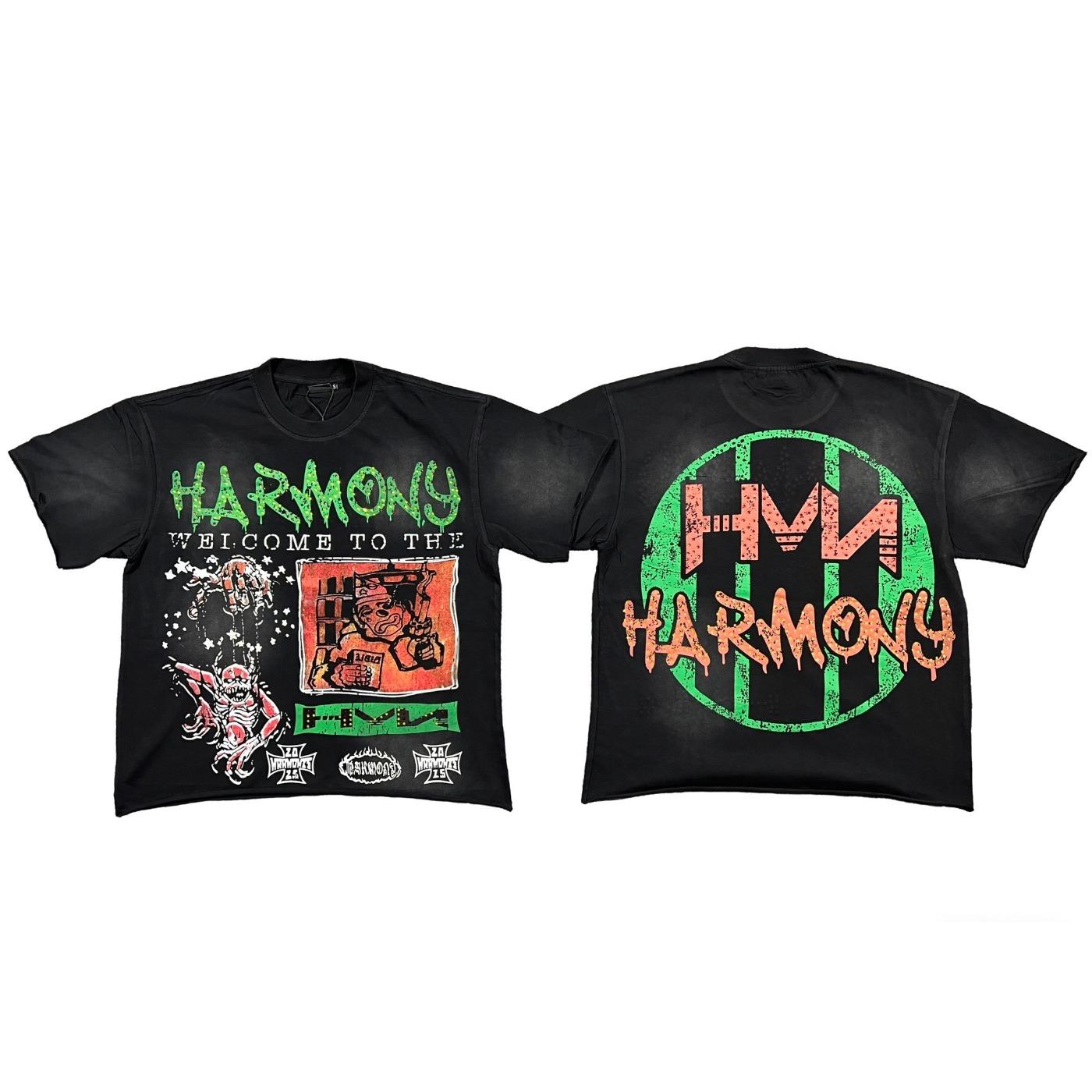 Y2K Vintage Washed Streetwear T-Shirt, Shiny Rhinestone Diamond Graphic, Crew Neck Cotton Oversized Short Sleeve Hip Hop Tee For Men