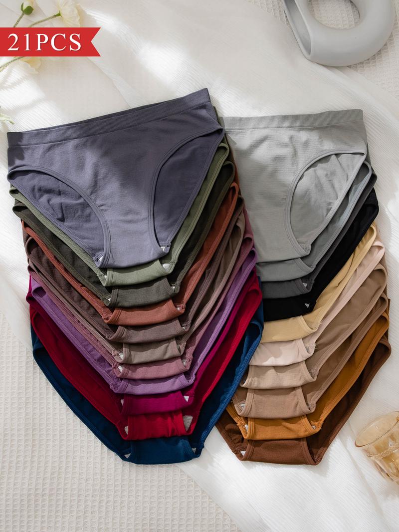 Women's Solid Color Brief, Elegant Soft Comfy Breathable Panty for Daily Wear, Underwear for All Seasons, Womenswear, Casual Comfy Panty, Soft Comfy Panties, Seamless Panties, Minimalist Soft Panties, Soft Breathable Knicker, Seamless Panties Set