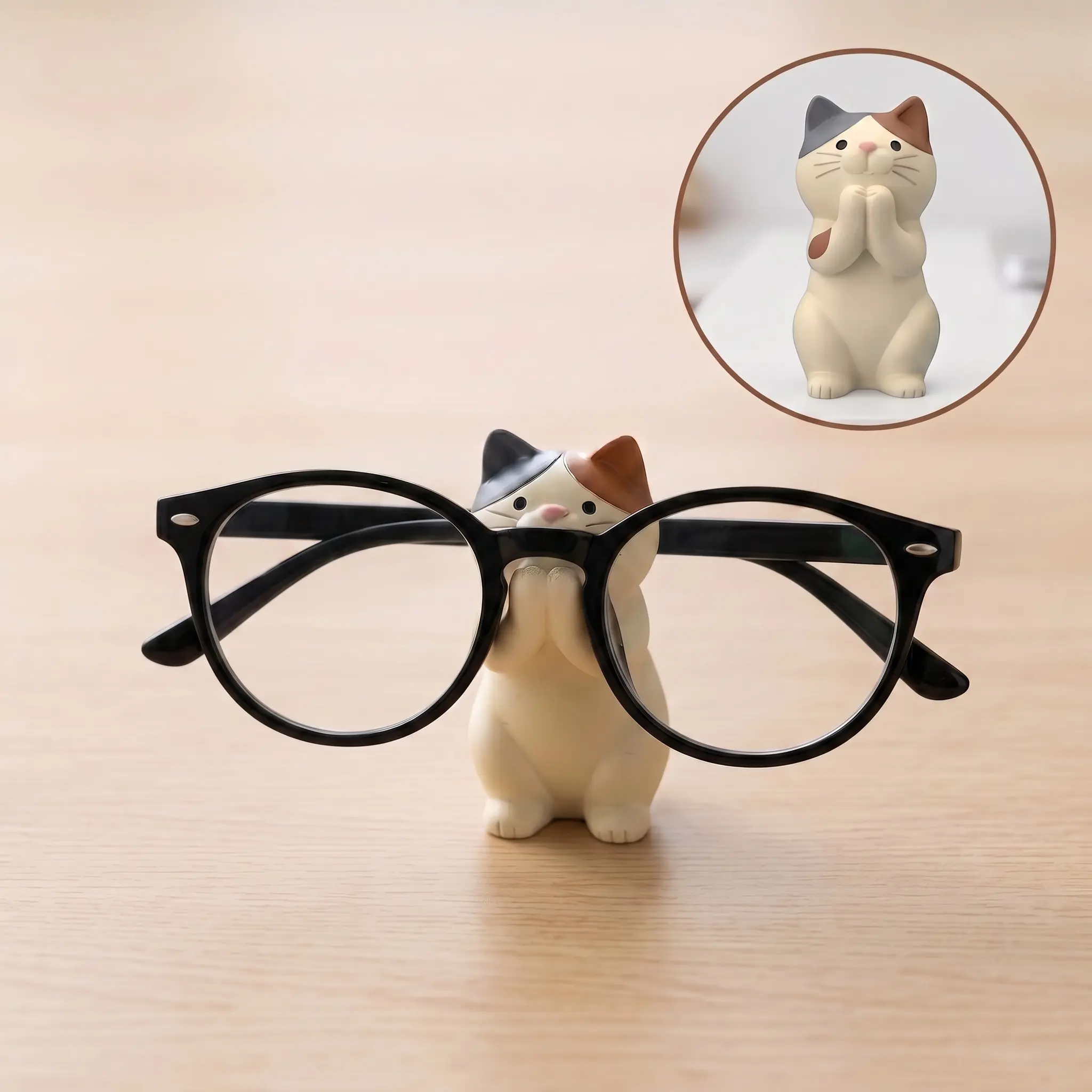 Cute Cat Design Charm Eyeglasses Holder, 1 Count/10pcs Resin Ornament Eyeglass Glasses Holder, Creative Desktop Decoration for Home Living Room & Office & Coffee Shop, Glasses Storage-YY0