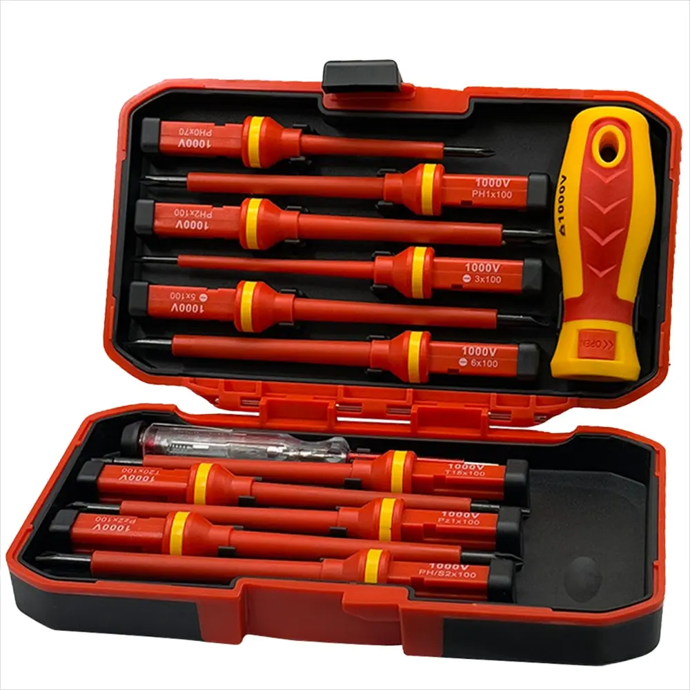 13-Piece Insulated Screwdriver Set, Durable Electrician Tools, Multi-Functional Manual Repair Kit, Replaceable Screwdrivers for Professionals