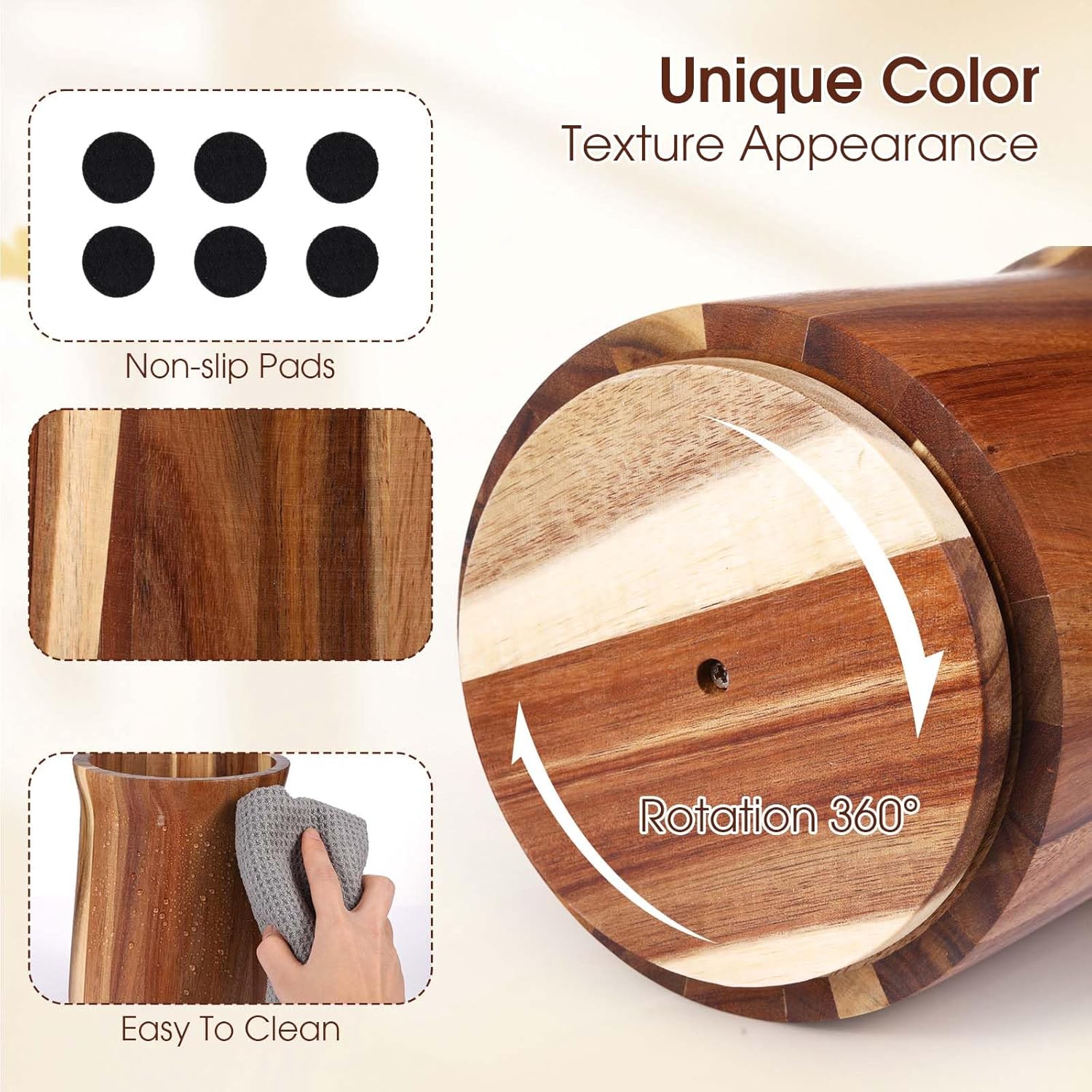 2 count Wooden Utensil Holder 360? Rotating Kitchen Utensil Holder 7.3" and 5.7" Large Cooking Tool Organizer Crock for Kitchen Countertop Farmhouse Decoration 2 count Wooden Utensil Holder 360? Rotating Kitchen Utensil Holder 7.3" and 5.7" Large Cooking Tool Organizer Crock for Kitchen Countertop Farmhouse Decoration