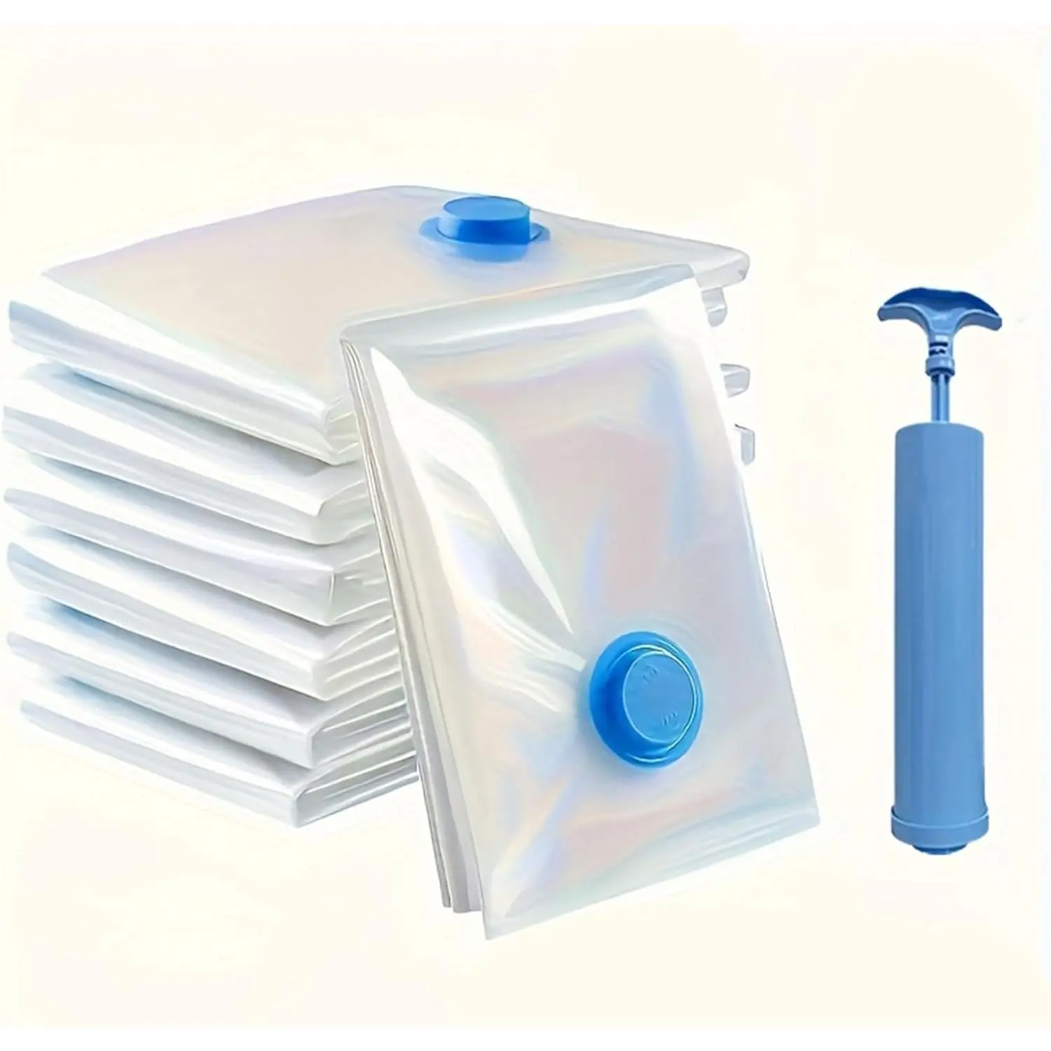 Vacuum Bags Set - 5 Pack 15.7x23.6in Saver Bags with 1 Hand Pump, Airtight Compression Bags for Clothes, Bedding, Pillows, for Dorm, Closet & Moving