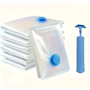 Vacuum Bags Set - 5 Pack 15.7x23.6in Saver Bags with 1 Hand Pump, Airtight Compression Bags for Clothes, Bedding, Pillows, for Dorm, Closet & Moving