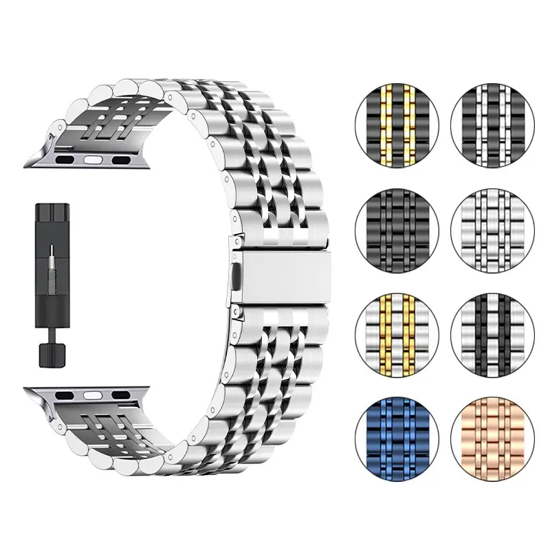 Stainless steel Watch Band Compatible for Apple Watch Band 38mm 40mm 41mm 42mm 44mm 45mm Women Men, Smartwatch Accessories, Replacement Band for iWatch Apple Watch Series 11 10 9 8 7 6 5 4 3 SE SE2 SE3 Ultra3 Ultra2 Ultra Smart Watch Straps