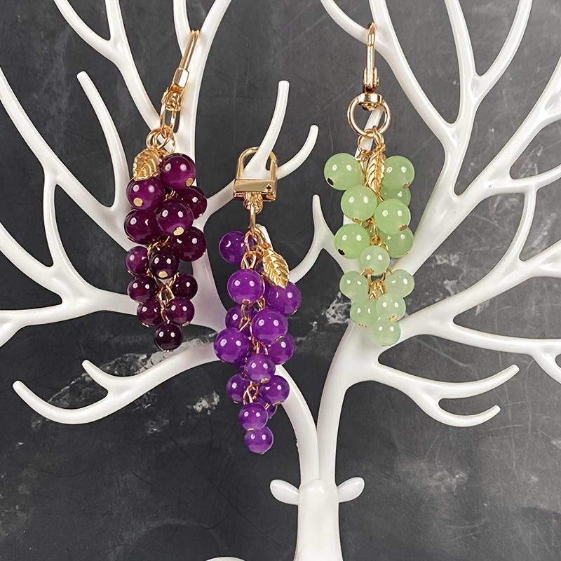 1/20Pcs resin transparent beaded grape pendant new creative student bag decoration key chain gift