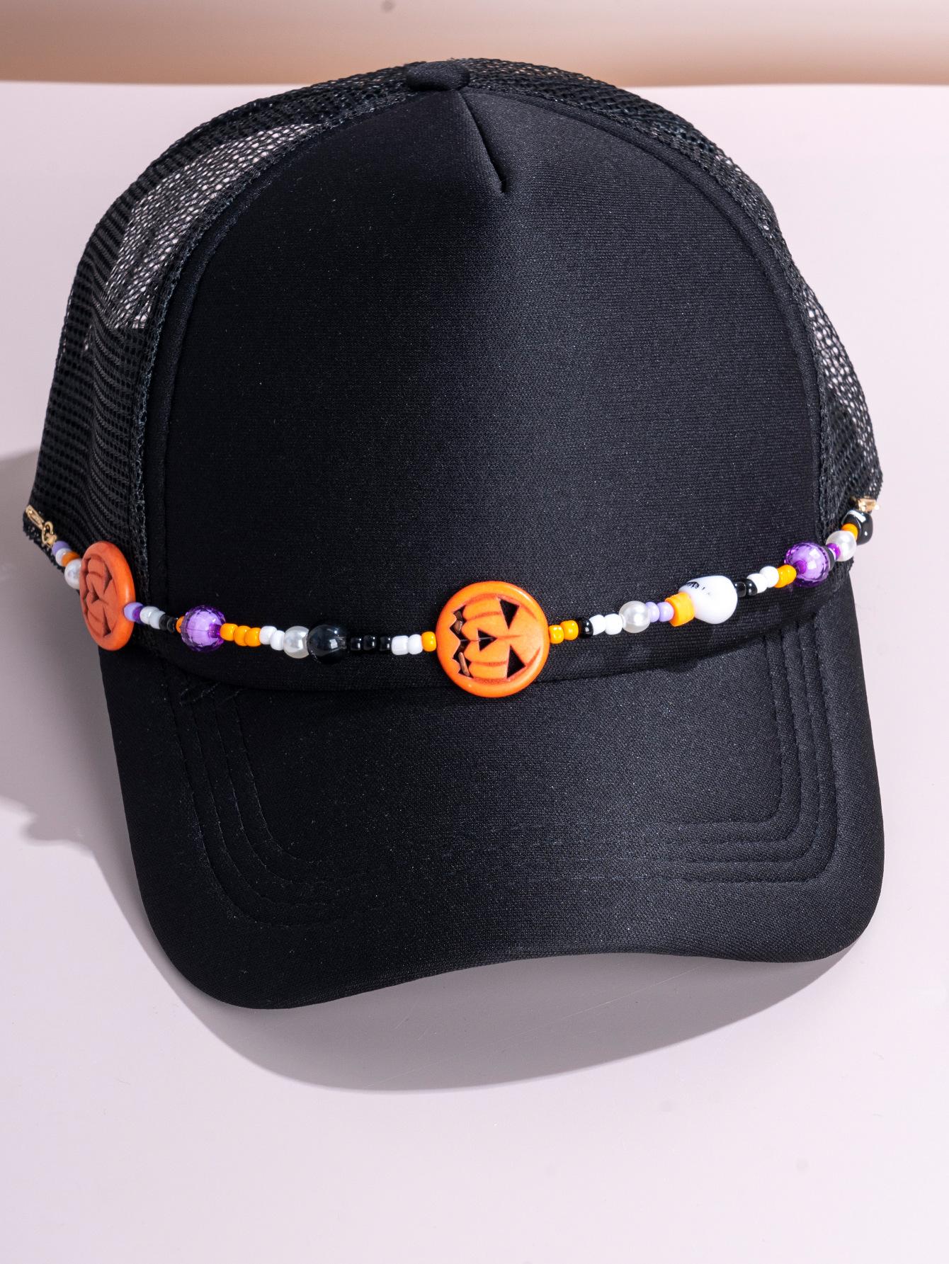 Small-scale yet versatile pearl bow baseball cap accessory, colorful dopamine hat chain, high-end and glittering small-scale design cross pendant necklace, shiny collar chain, women's accessory