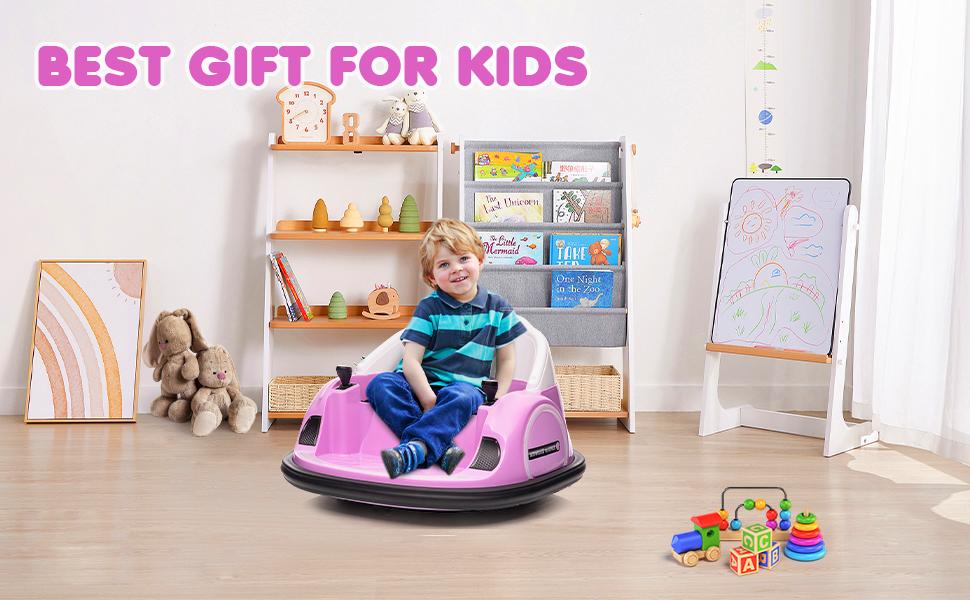 GARVEE 12V Electric Ride On Bumper Car with Remote Control, Battery Display, 360 Degree Spin, LED Lights, and Music - Perfect Gift for Toddlers, Pink