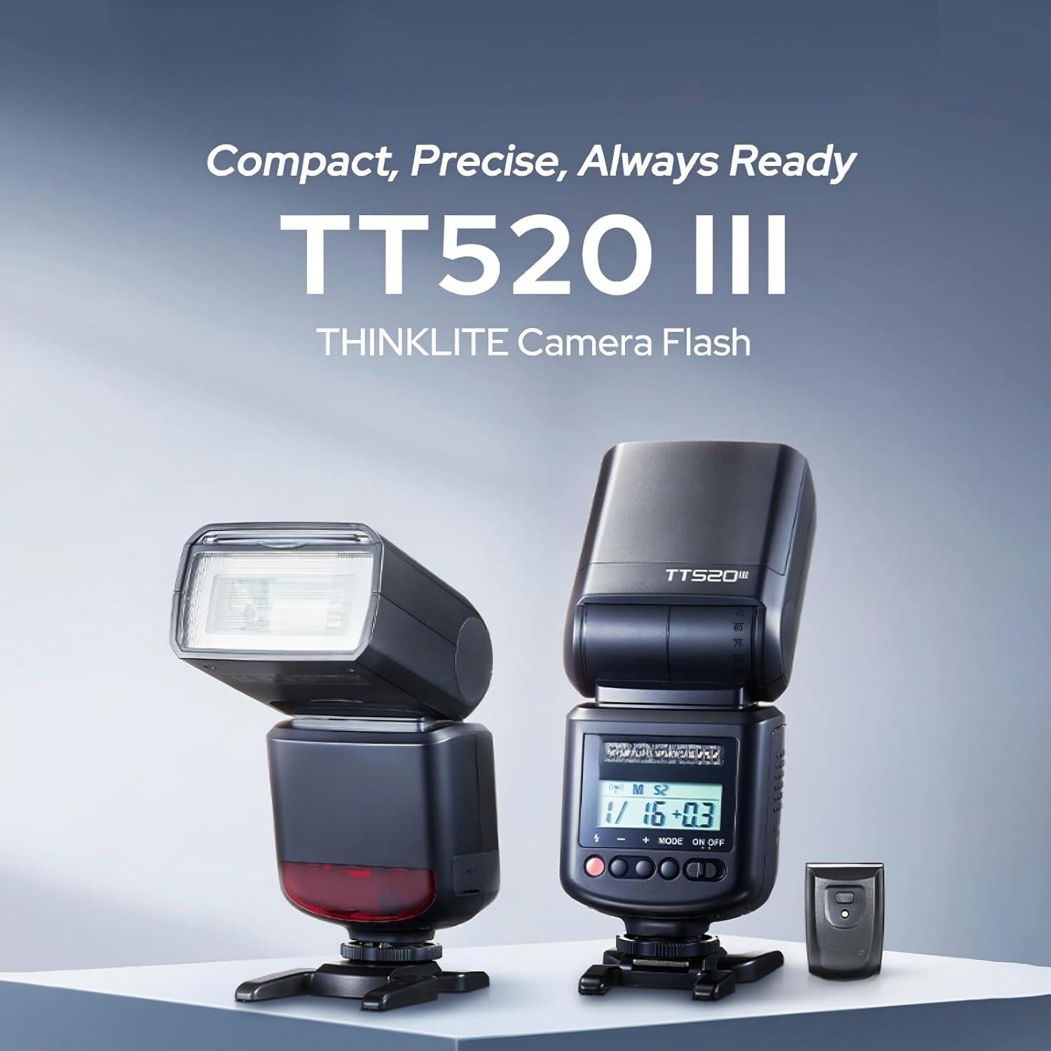 TT520 III TT520III Camera Flash -  TT520 II TT520II Upgraded, 433MHz GN33 Manual Flash with RT-16 Transmitter, 1/128-1/1Power(+-1/3-stop), S1/S2 Mode,Compatible w/Center-Pin Hotshoe Cameras
