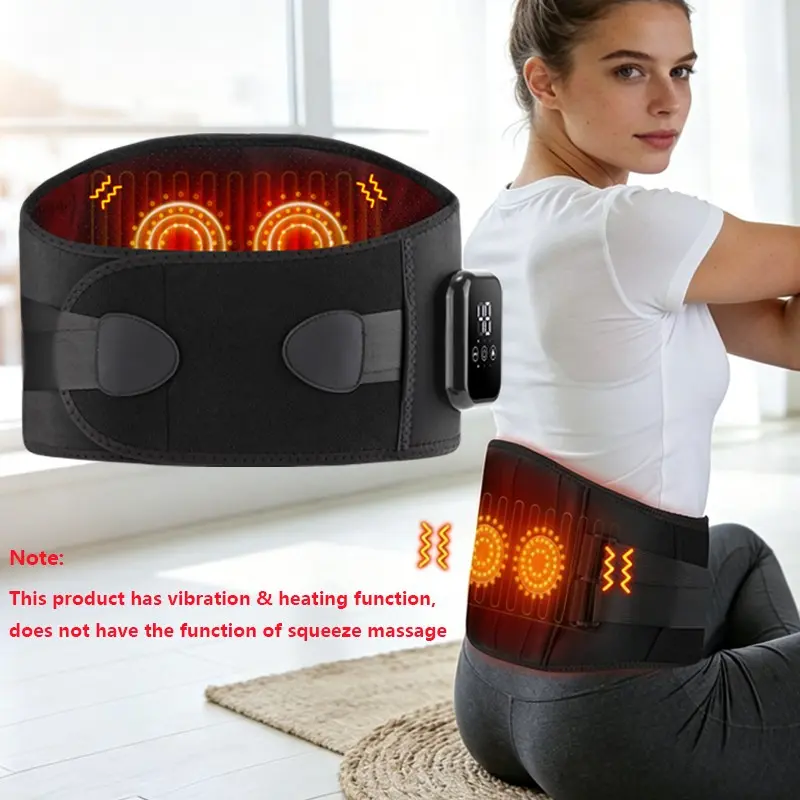 Cordless Heating Lumbar Back Massager, 3 Heat Settings Vibration, Waist Support Belt, Belly Warmer for Women Menstrual Periods