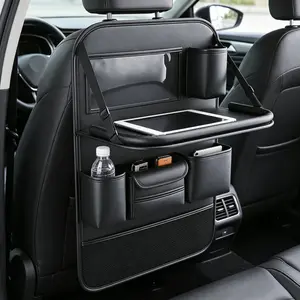Car Seat Back Organizer with Tablet Tray — Foldable Multi-Storage Cup Holder for Kids Road Trip, Universal Fit 1-Pack