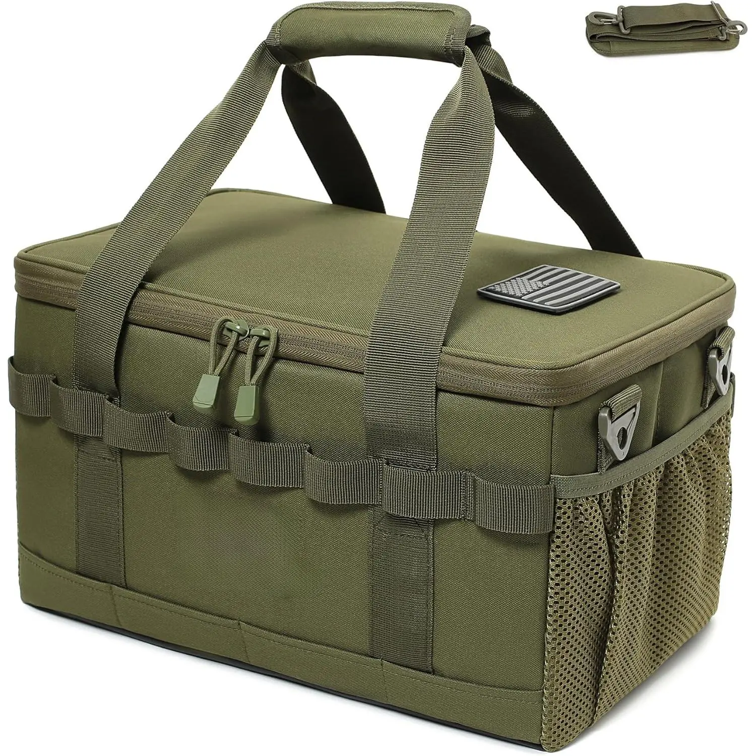 Tactical Camping Storage Bag 18L Tactical Utility Tote Bag Camping Cookware Organizer Trunk Organizer (Army Green)