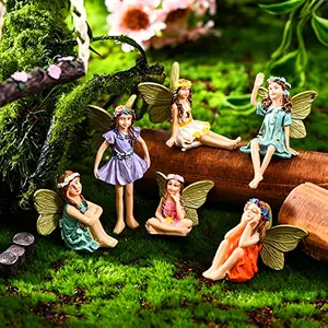 6-Piece Garden Mini Fairy Statue Set, Outdoor & Indoor Yard Decoration, Moving House Gift, Essential Garden Ornament
