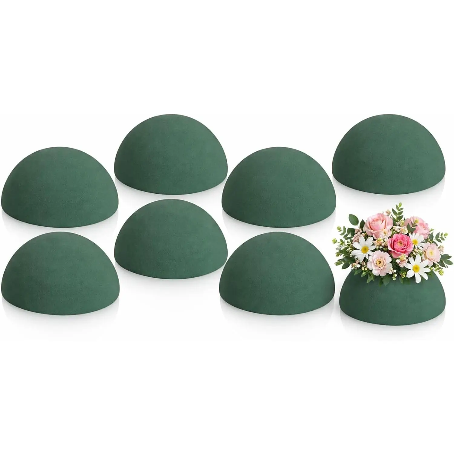 8 Pcs Half Ball Floral Dry Foam Green Round Foam Block Dry Balls Large Flower Craft for Artificial Plant Bouquet Arrangement DIY Craft (3.54 x 1.77 Inches)