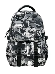 Camouflage Letter Print Backpack, Large Capacity Student Bag, Street Style Laptop Backpack, Multi-Layer Storage, Breathable Design