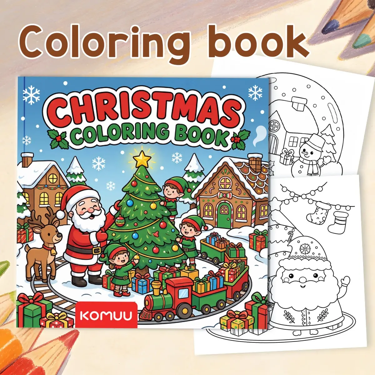 Winter Snow Scene Coloring Book, Thick Wood Pulp Paper, Reusable, Christmas Themes, Art Supplies, Ideal for School and Leisure Time