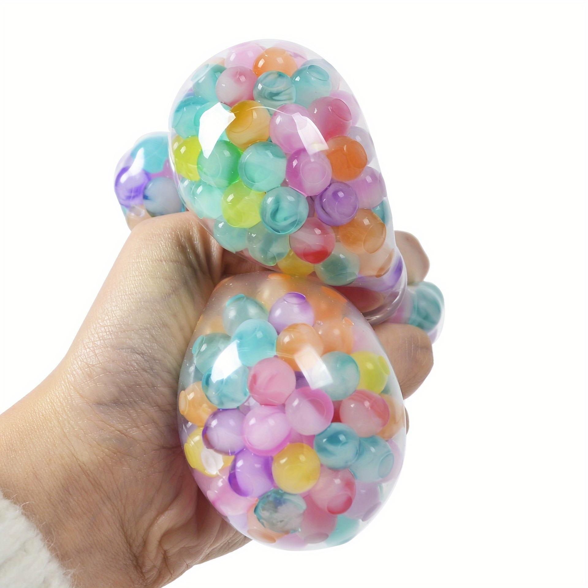 a2025Random Color Colorful Beads Squishy Sensory Stress Ball, 1 Count/30pcs Round Rubber Decompressing Toy Ball, Stress Relief Toys for Teenager & Adults, Party Gift Ideas