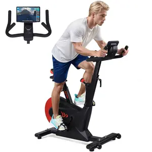 Indoor Cycling Bike with Electromagnetic Smart Knob Resistance, 28LB Rear Flywheel Stationary Bike for Home Cardio – LCD Monitor
