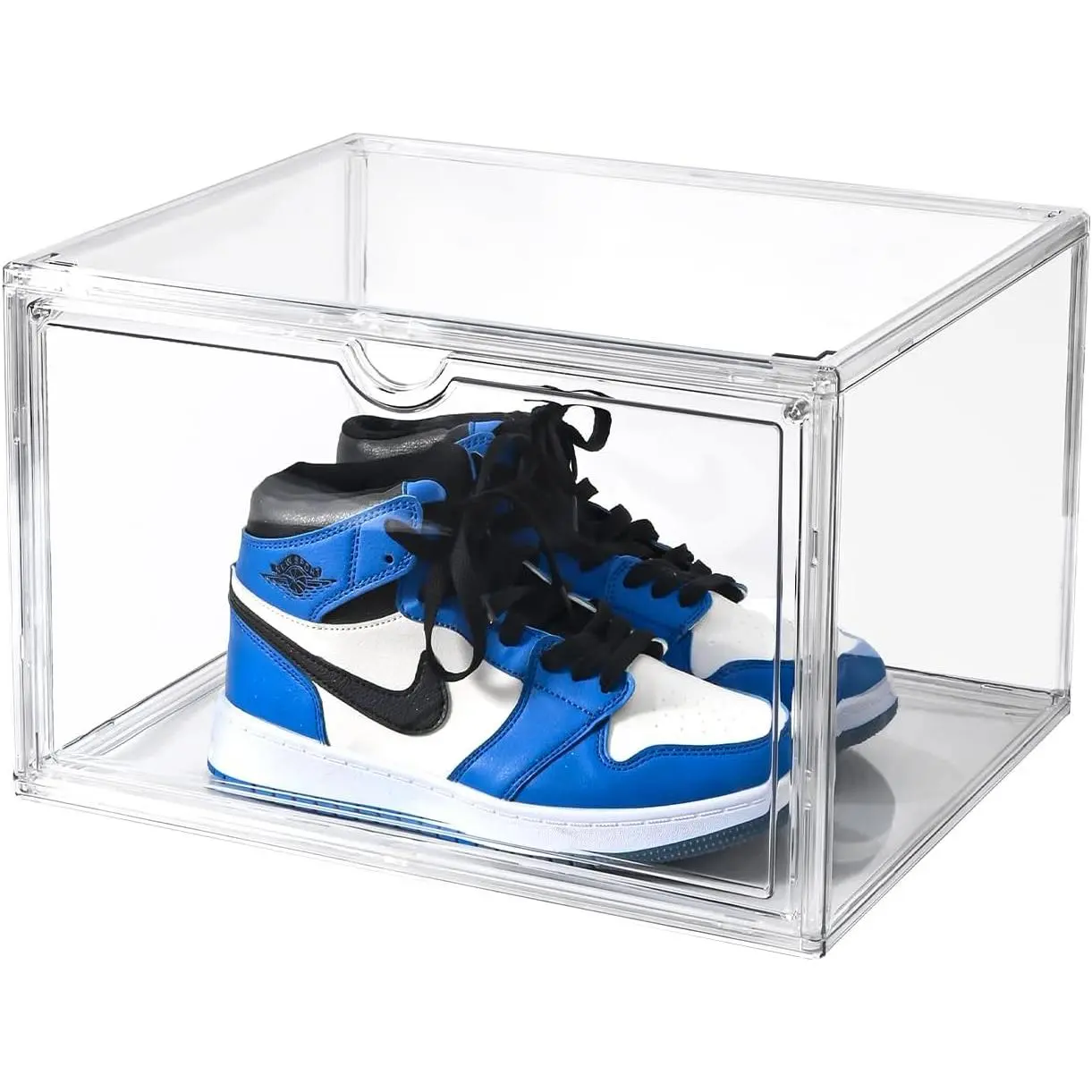 Clear Shoe Organizer,Stackable Shoe Display Case,Shoe Box Storage Bins with  Door,Fit Shoe Size Up to  14 (X-Large-1Pack)