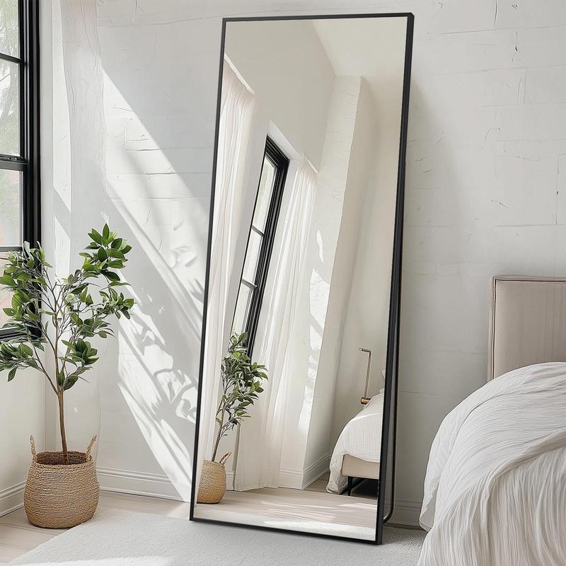 71x26IN Full Length Mirror, Standing Hanging or Leaning Against Floor Tempered Mirrors Wall-Mounted Full Body Dressing Mirror with Aluminum Alloy Frame for Living Room, Bedroom, Black Arched 71"x26" Full Length Mirror Full Body Floor Mirror Standing Hang