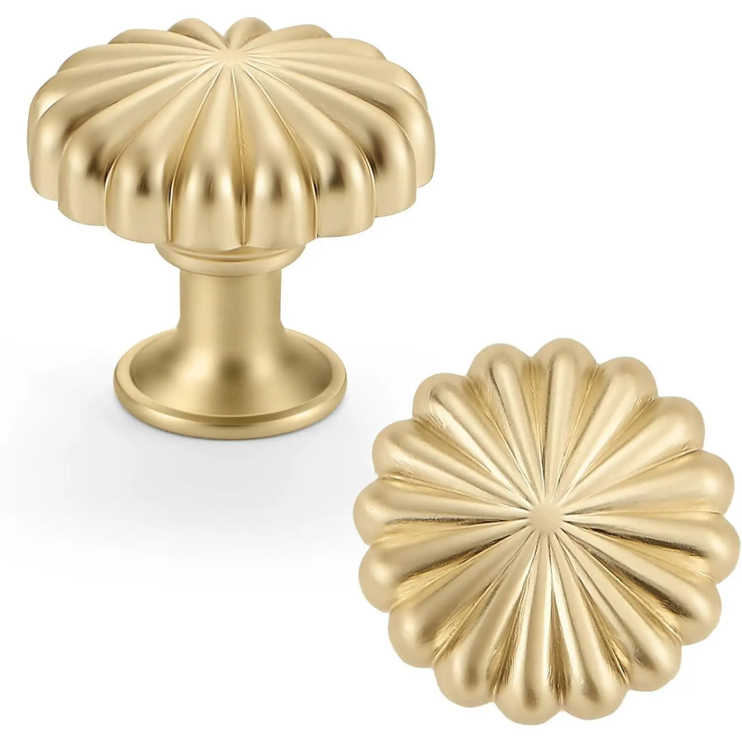 10 Pack Gold Cabinet Knobs for Kitchen Cabinets and Dresser Drawers, Zinc Alloy Brushed Brass Hardware Handles Pulls, Vintage Cupboard Drawer Knob