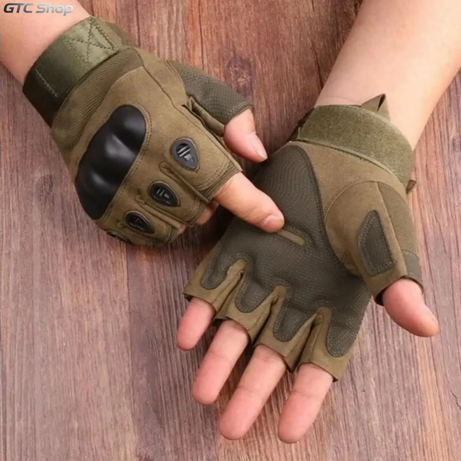 Men Fingerless Tactical Gloves,Multi‑Size Outdoor Military Gloves with Tactical Grip & Adjustable Straps,Elastic Fit for Shooting,Cycling & Motorcycle Riding