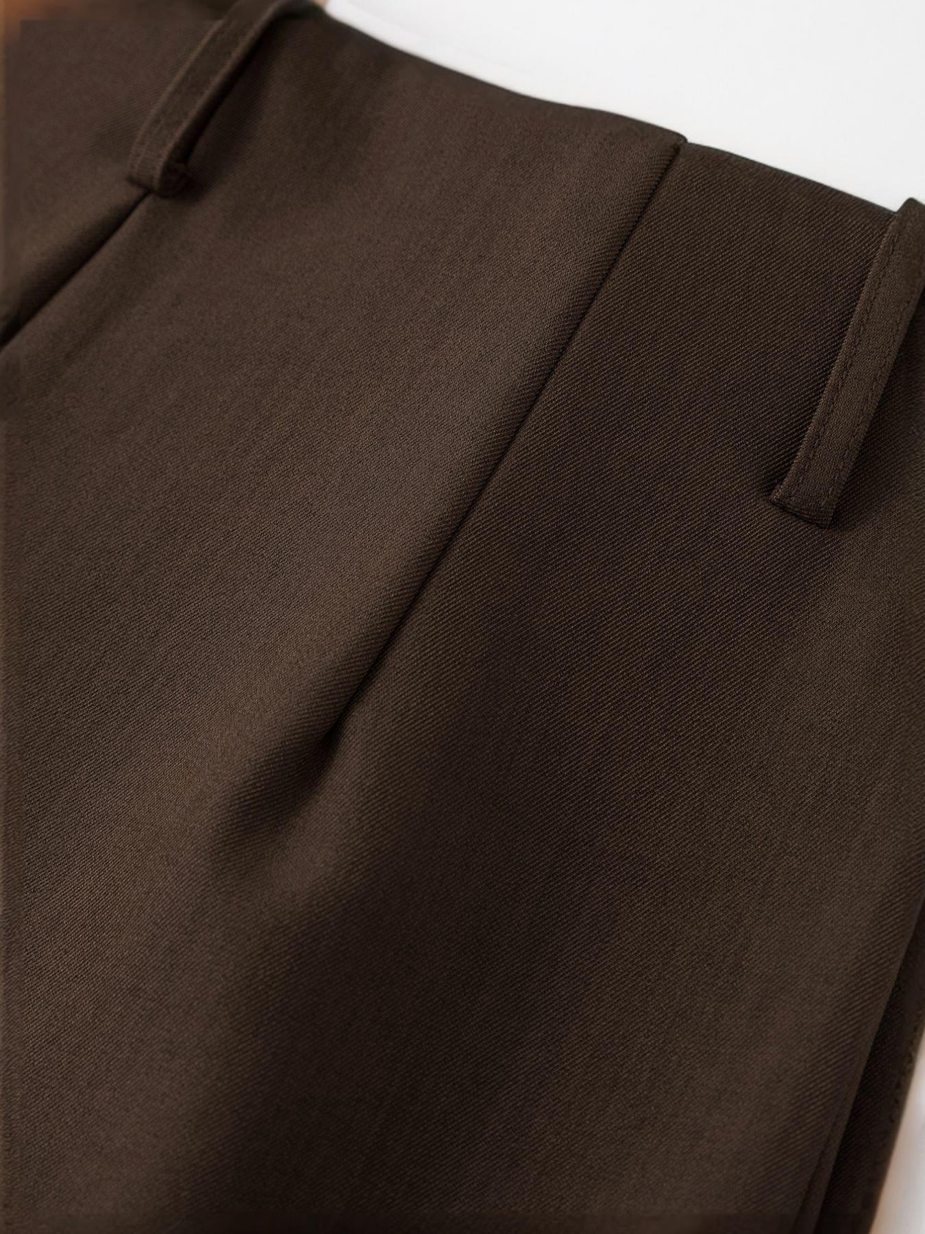 Women's Solid Color Plicated Pocket Wide Leg Pants, Elegant Zipper Fly Trousers for Work Office Business, Ladies Spring & Fall Clothes