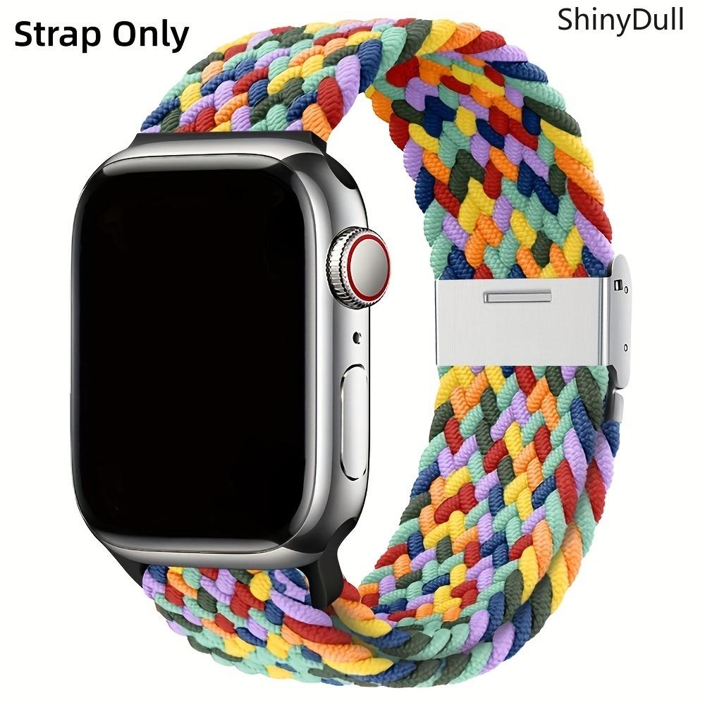 Braided Nylon Apple Watch Strap – Elastic Snap-Back, Adjustable Sports Wristband with Silent Metal Snap, Fits Series 1–10, SE, Ultra / Ultra 2