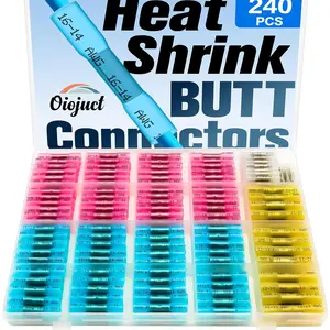Heat Shrink Butt Connectors Kit - Waterproof Splice Crimp for Automotive Wiring - Marine Heat Shrink Wire Connectors Set (240Pcs)