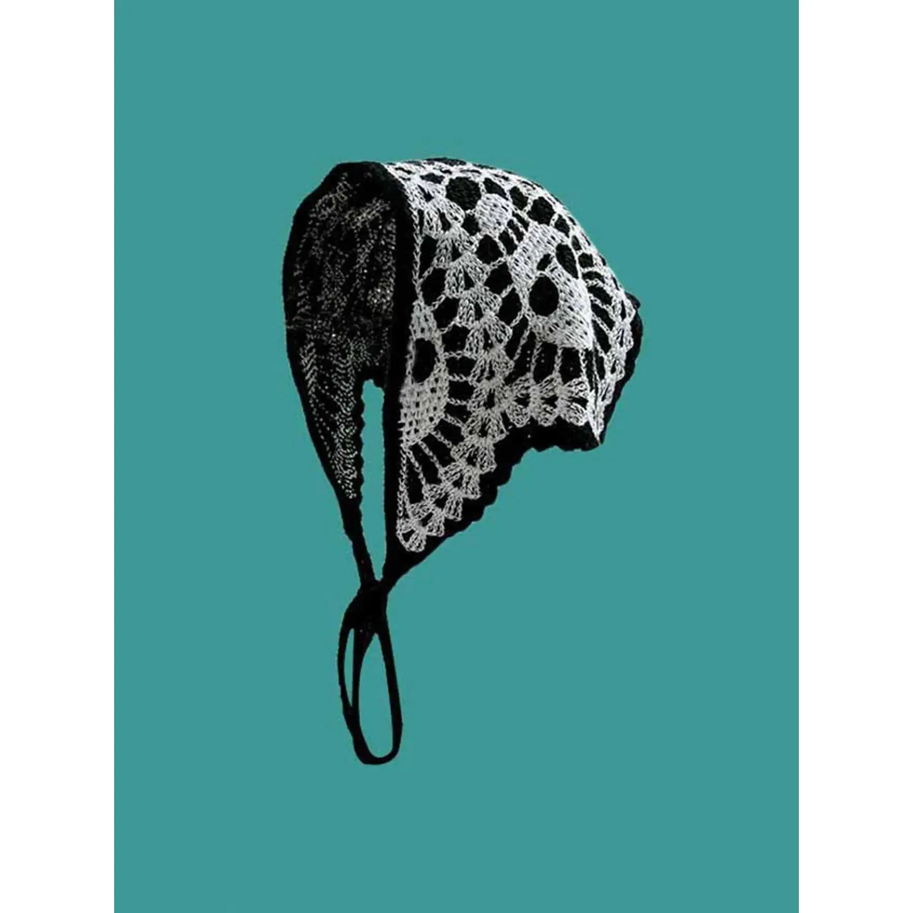 Halloween Skull Crochet Headband, Vintage Knitted Triangle Head Wrap with Retro Pattern Design, Soft Stretch Hair Accessory for Women, Costume Party, Festival Events and Daily Wear campingessentials