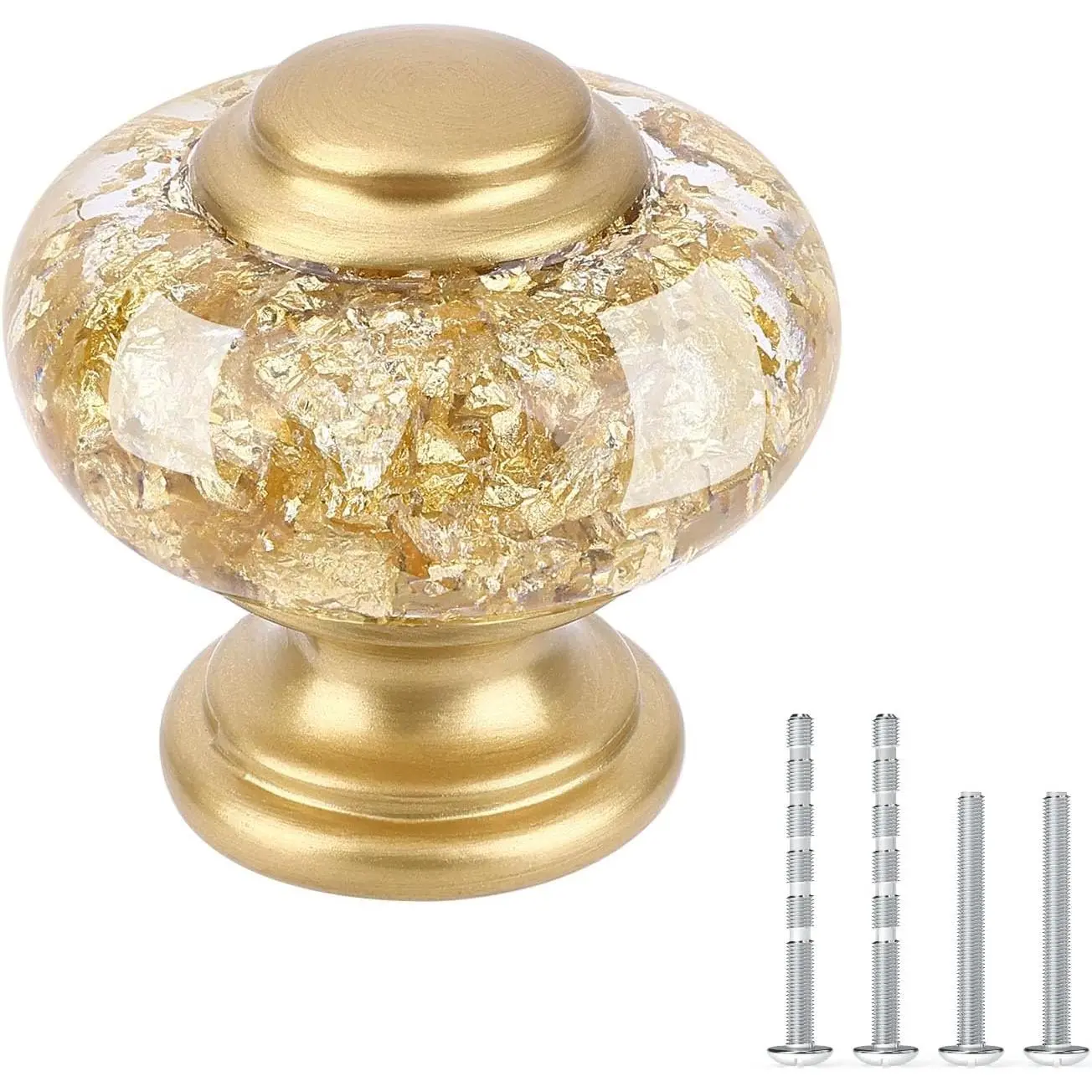 4 Pack  Dresser Knobs, Decorative  Cabinet Drawer Pull | /8 Inch(36mm)  Round Knobs,  Kitchen Cabinet Hardware, Smooth , Two Size Screws, for Dresser Cupboard