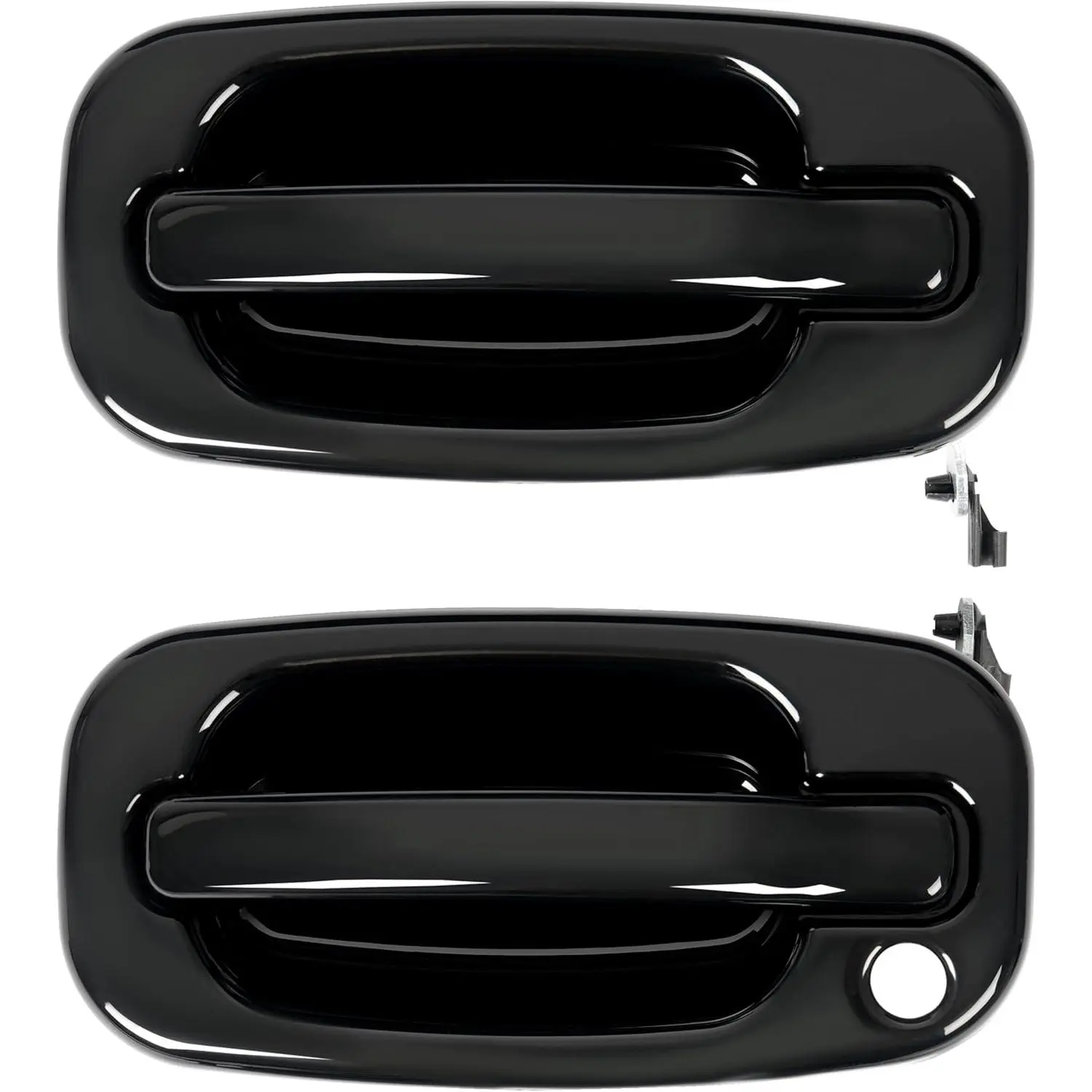 Exterior Door Handles Compatible with 1999-2007 Chevy Chevrolet Silverado Suburban Tahoe Avalanche/GMC Sierra Yukon/Cadillac Escalade Outside Door Handles w/1 Keyhole Black FLR