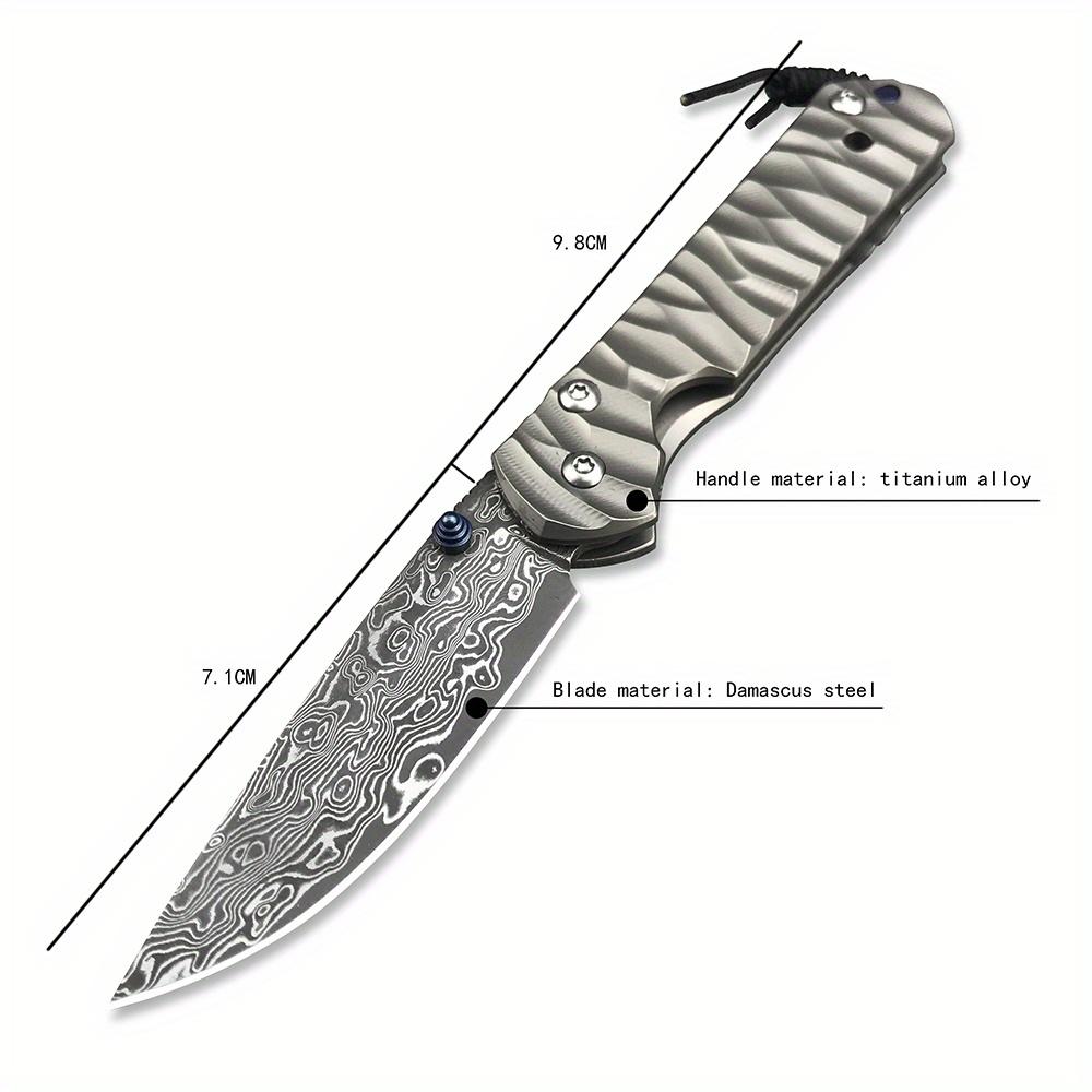 Chris Reeve Damascus  Folding Knife, High Hardness Multi-Purpose  Tool for  Hiking Camping,Gear Stylish Pocket Clip Secure Grip Knife Well Designed Blades set edc  men,Christmas gift