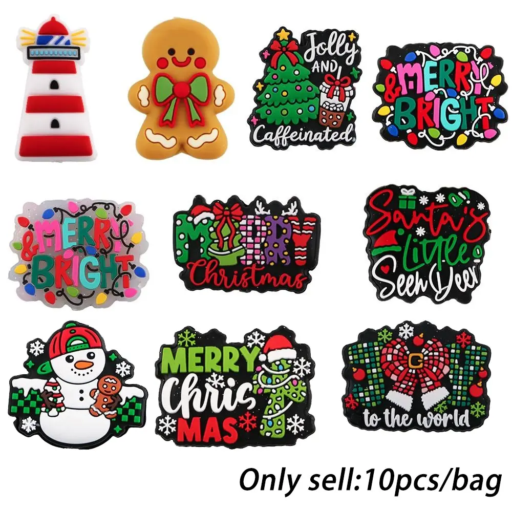 10pcs Silicone Focal Beads Christmas Style ,For Jewelry Making Supplies For DIY Bracelets Necklaces Keychains Crafts Decorations Handmade Crafts