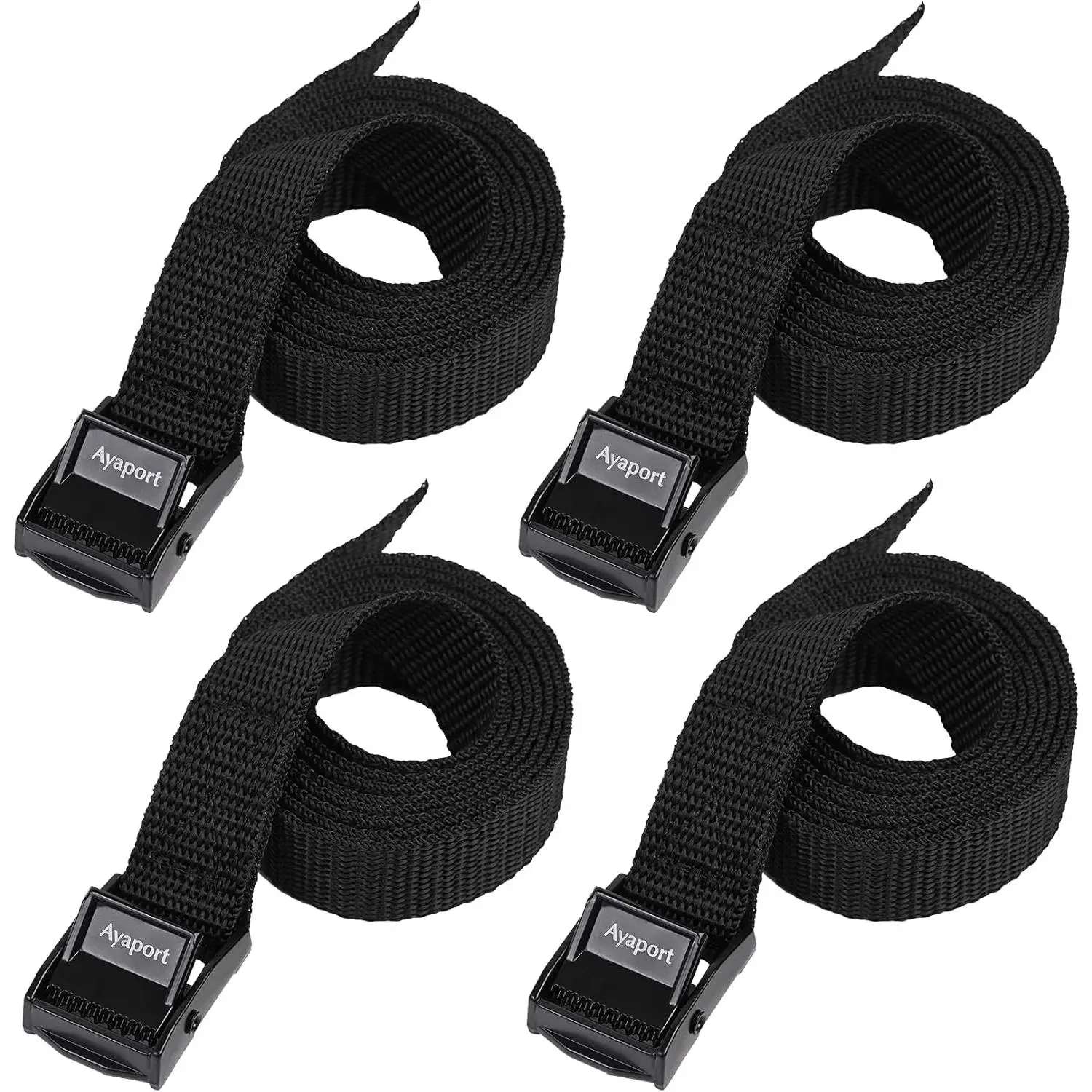 Adjustable Cam Buckle Lashing Straps with Buckles, Black 4 Pack Tie Down Cinch Strap for Packing