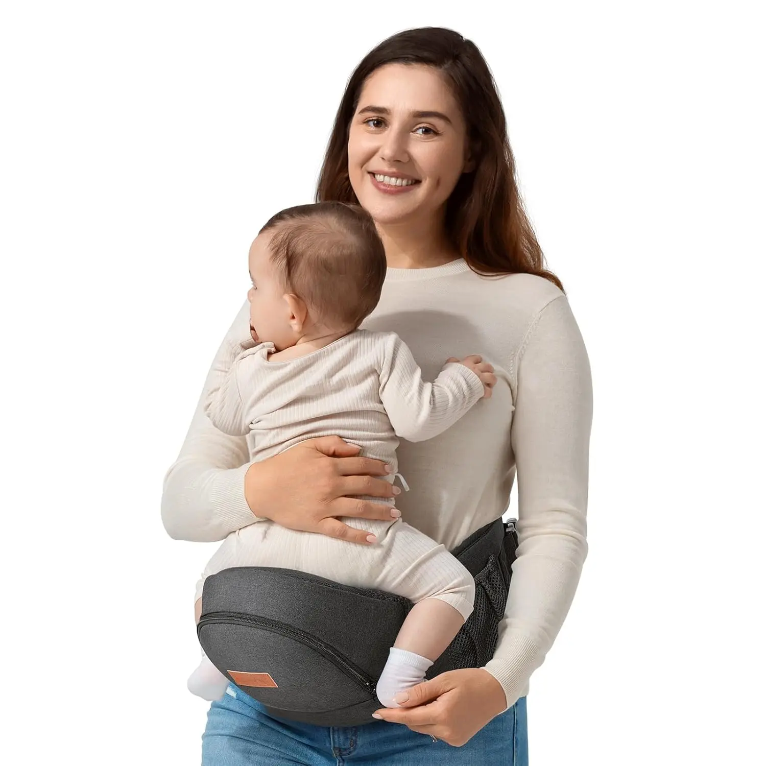 Ergonomic M-Position Baby Hip Seat Carrier, Adjustable Waist Belt, Foldable Design, Up to 44lb Capacity, Built-In Fanny Pack, No Extra Assembly Needed, No Warning Applicable