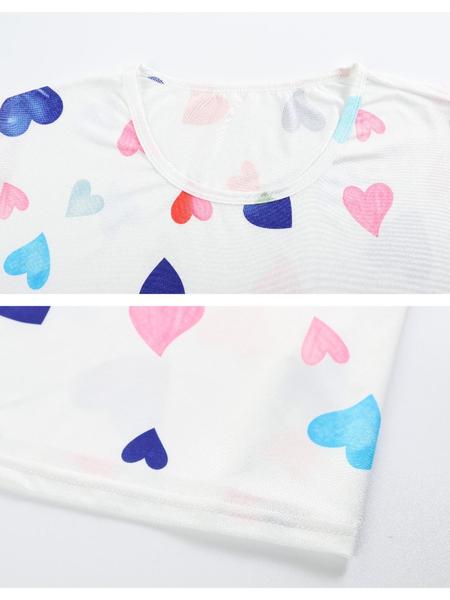 Plus Size Two-Piece Set Heart Print Pyjama Lounge Set, Casual Long Sleeve Tee & Pants, Women's Plus Sleepwear & Homewear for Spring & Fall Pajamas